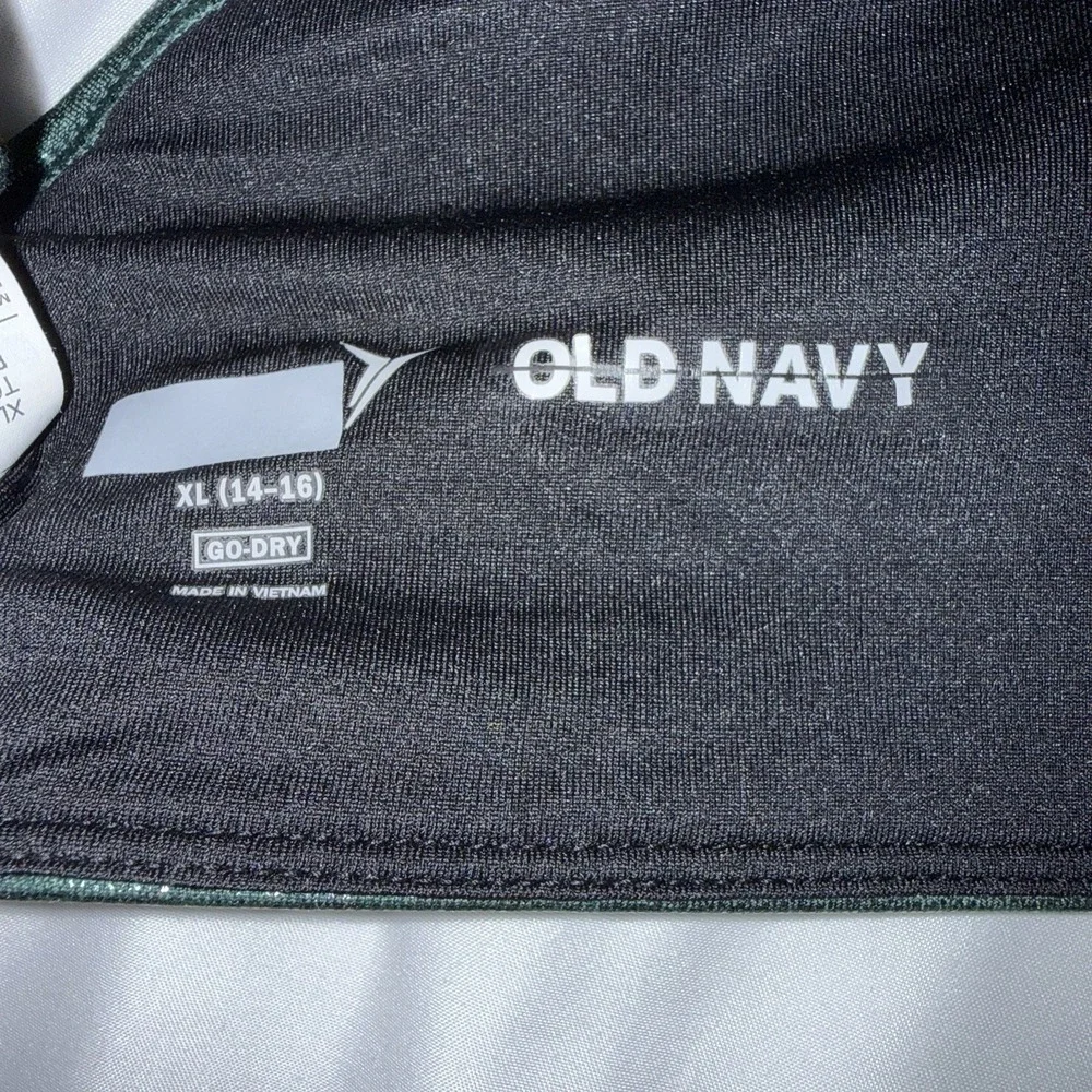 Old Navy Girls XL 14-16 Go-Dry Metallic Green Shimmer Racerback Sports Bra
